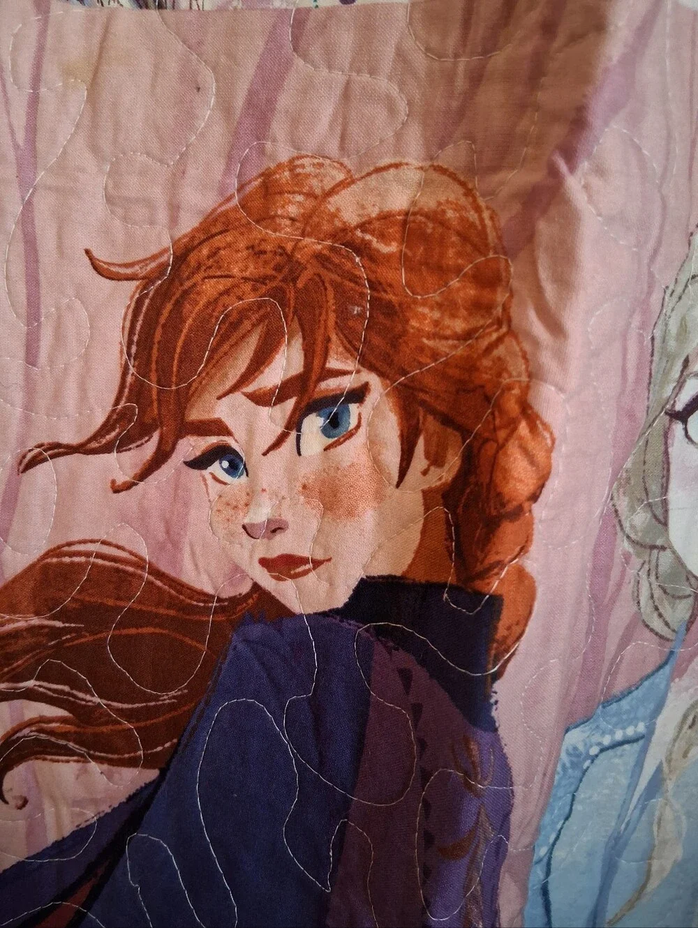 Purple and Teal Handmade Frozen Lap Quilt Or Child Quilt - Flaw